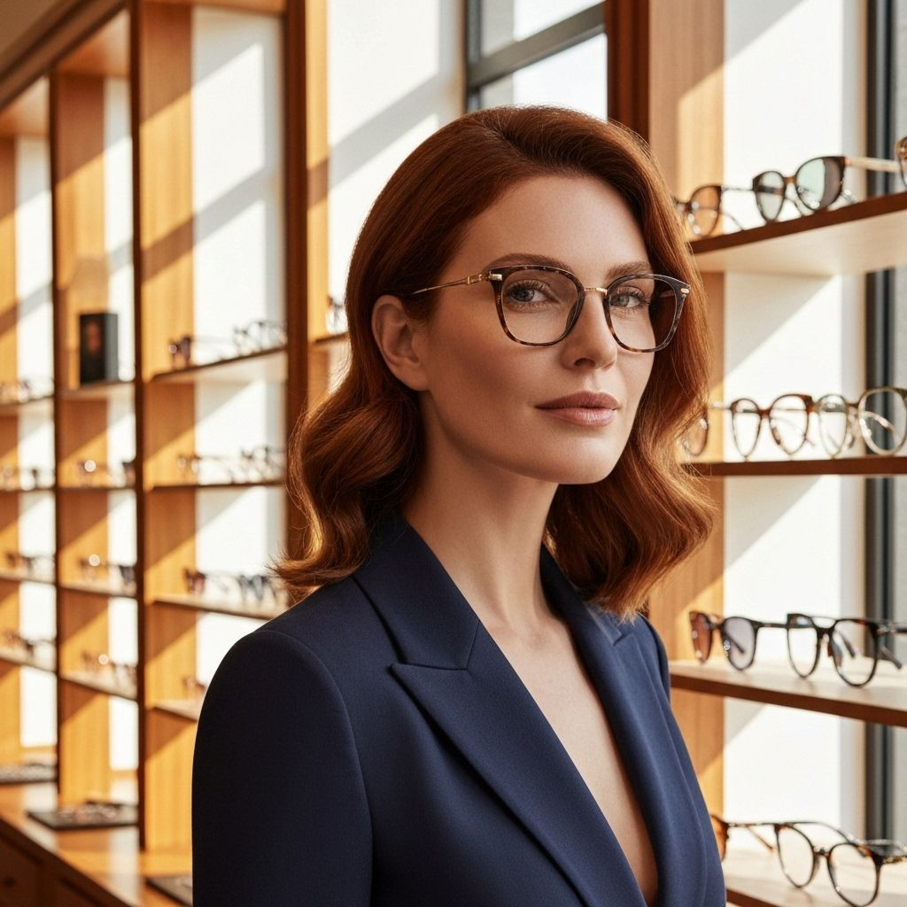 Elegante donna con occhiali